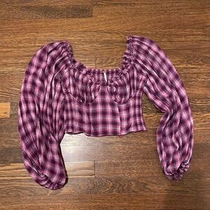 Purple plaid free people blouse